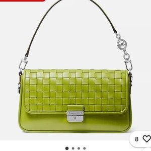 MK Lime Green Woven Leather Shoulder Bag.  Aprox 11*6*2.  NWT